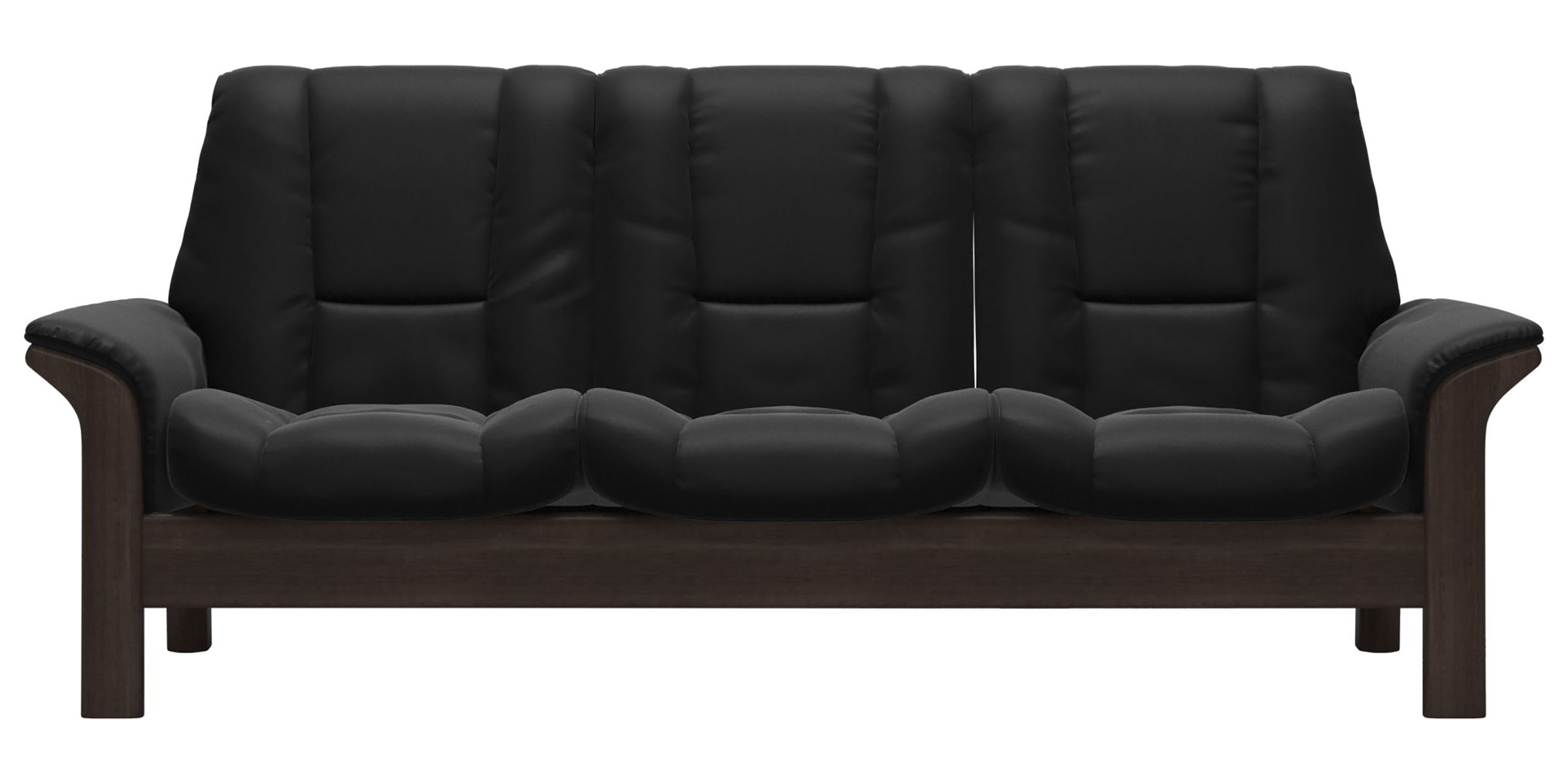 Paloma Leather Black and Wenge Base | Stressless Windsor 3-Seater Low Back Sofa | Valley Ridge Furniture
