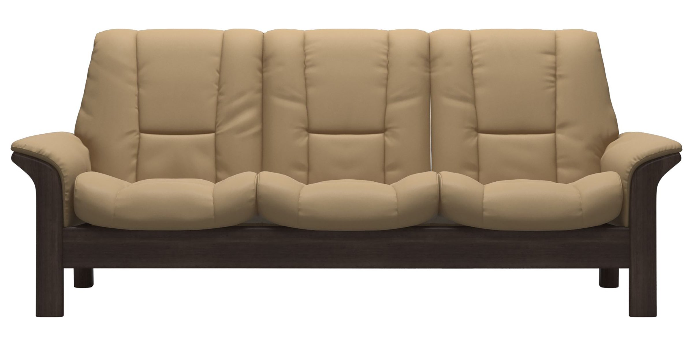 Paloma Leather Sand and Wenge Base | Stressless Windsor 3-Seater Low Back Sofa | Valley Ridge Furniture