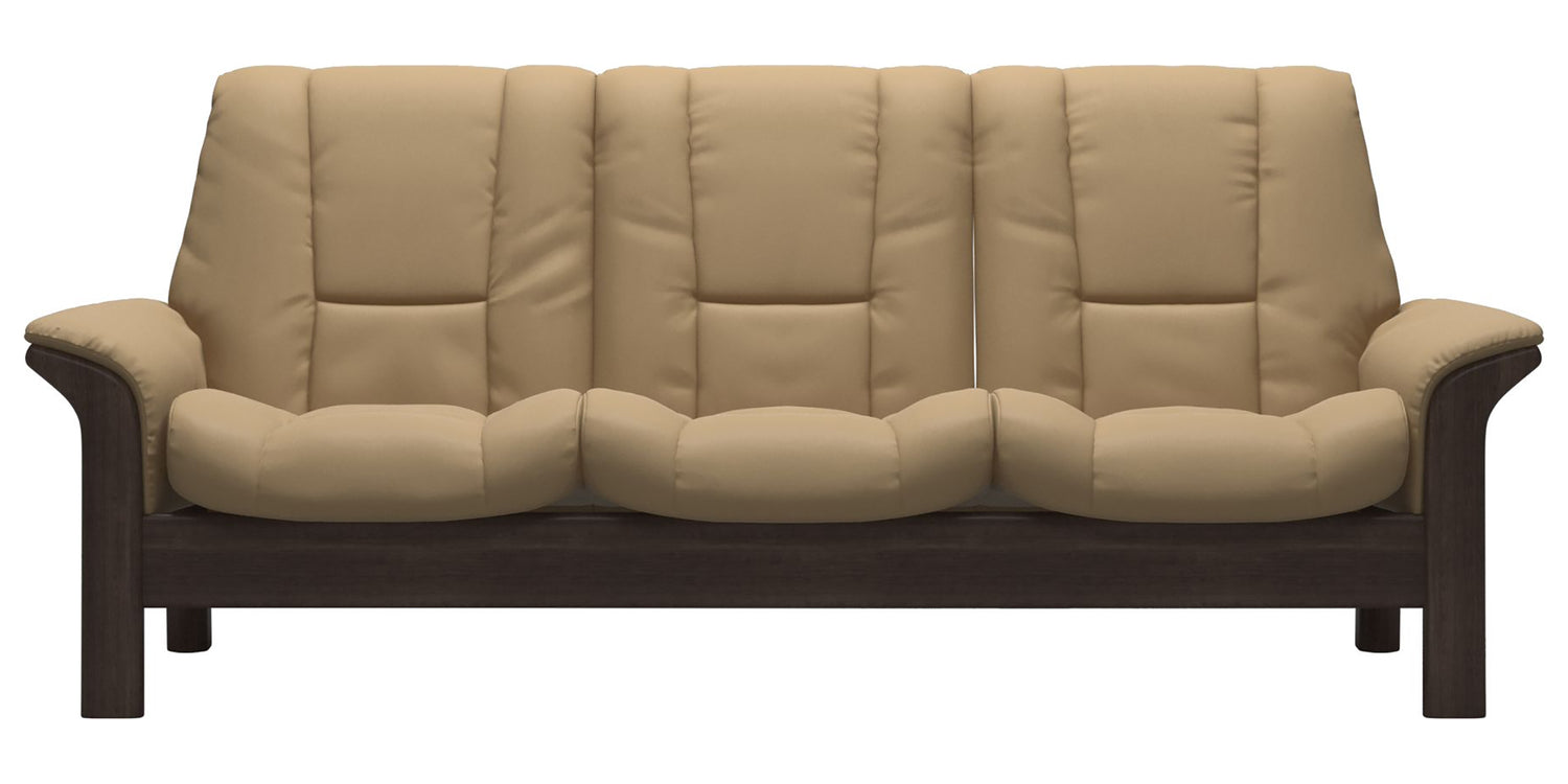 Paloma Leather Sand & Wenge Base | Stressless Windsor 3-Seater Low Back Sofa | Valley Ridge Furniture