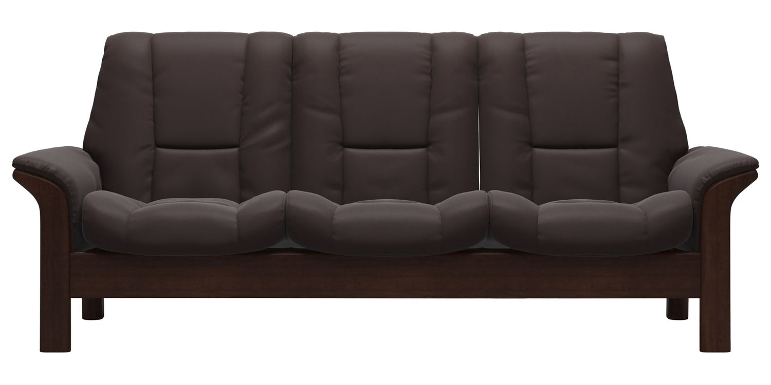 Paloma Leather Chocolate & Brown Base | Stressless Windsor 3-Seater Low Back Sofa | Valley Ridge Furniture