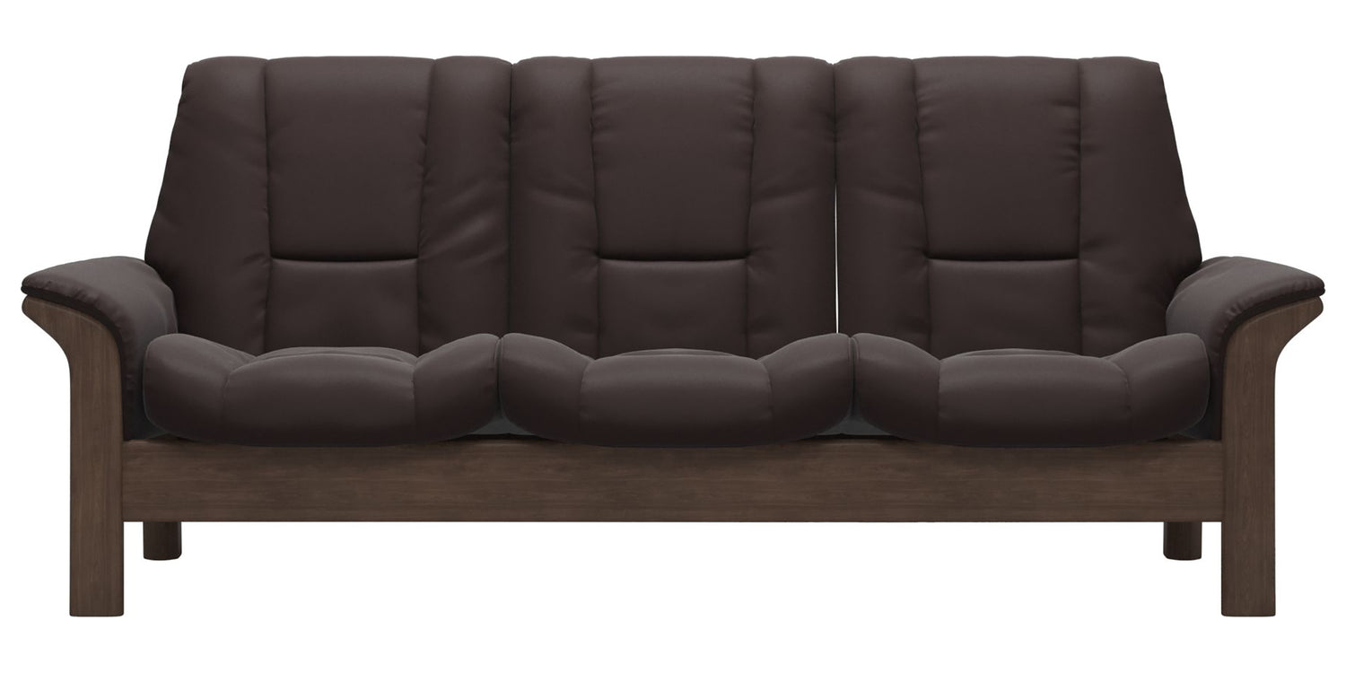 Paloma Leather Chocolate & Walnut Base | Stressless Windsor 3-Seater Low Back Sofa | Valley Ridge Furniture