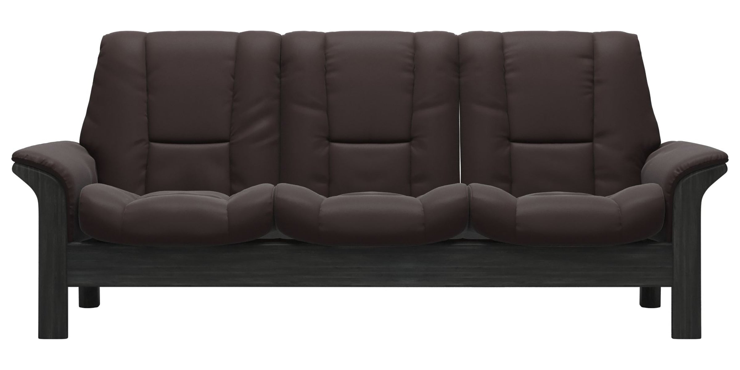 Paloma Leather Chocolate and Grey Base | Stressless Windsor 3-Seater Low Back Sofa | Valley Ridge Furniture