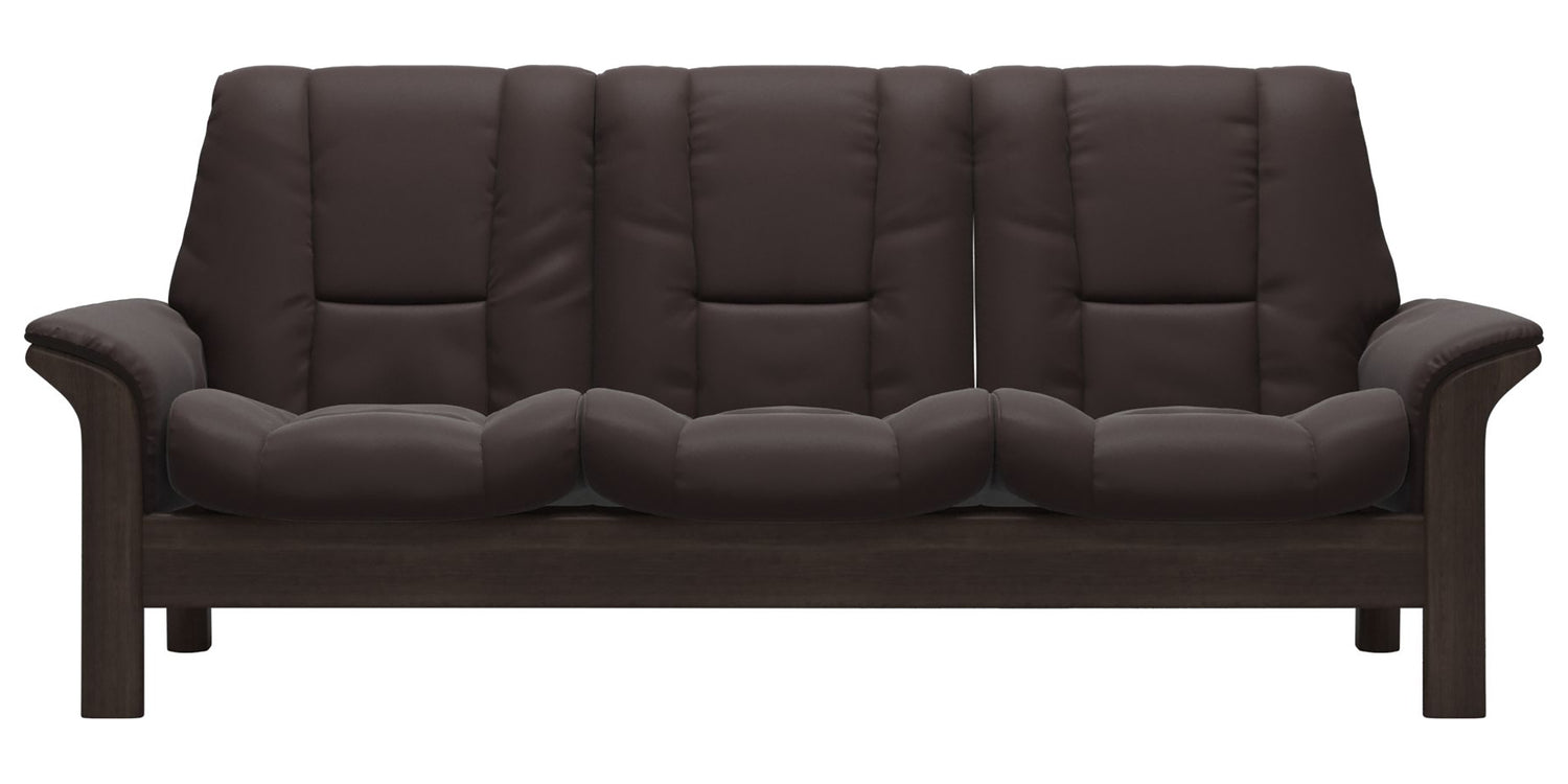 Paloma Leather Chocolate & Wenge Base | Stressless Windsor 3-Seater Low Back Sofa | Valley Ridge Furniture