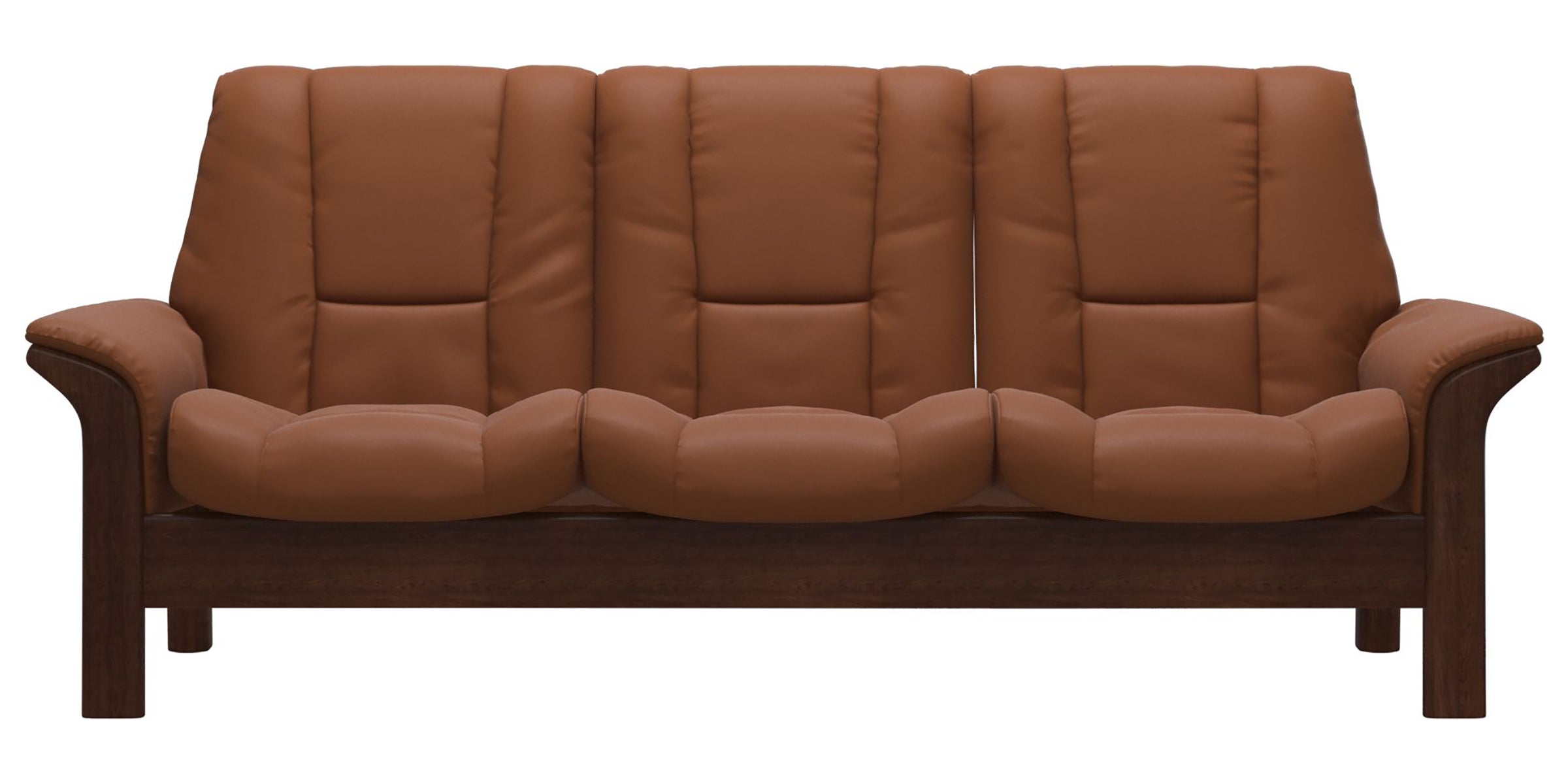 Paloma Leather New Cognac and Brown Base | Stressless Windsor 3-Seater Low Back Sofa | Valley Ridge Furniture