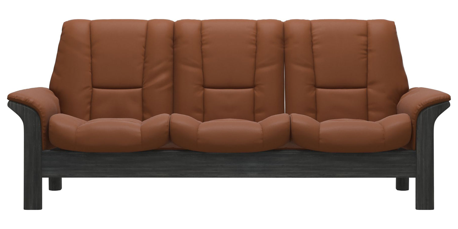 Paloma Leather New Cognac & Grey Base | Stressless Windsor 3-Seater Low Back Sofa | Valley Ridge Furniture