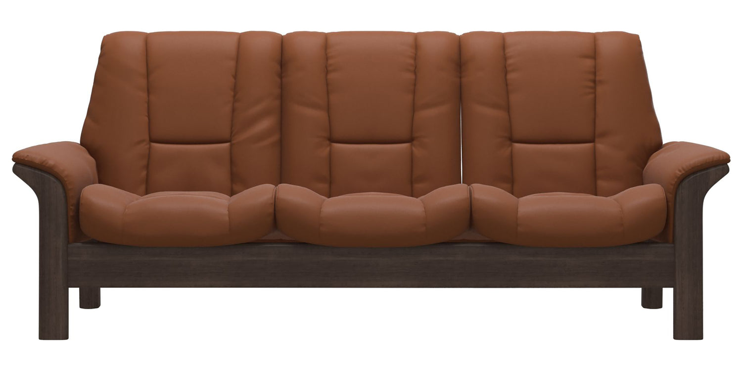 Paloma Leather New Cognac & Wenge Base | Stressless Windsor 3-Seater Low Back Sofa | Valley Ridge Furniture