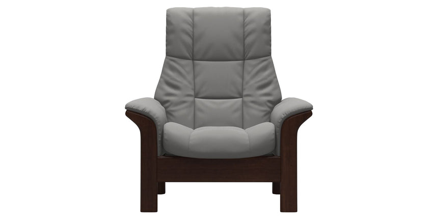 Paloma Leather Silver Grey and Brown Base | Stressless Windsor High Back Chair | Valley Ridge Furniture