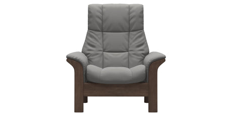 Paloma Leather Silver Grey and Walnut Base | Stressless Windsor High Back Chair | Valley Ridge Furniture