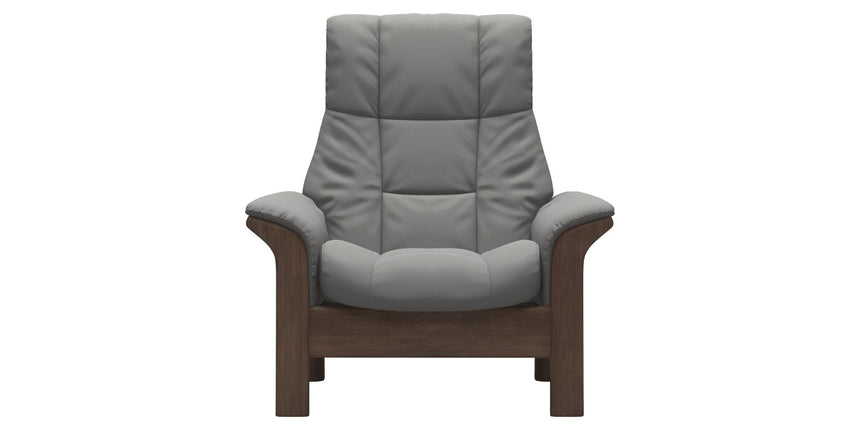 Paloma Leather Silver Grey and Walnut Base | Stressless Windsor High Back Chair | Valley Ridge Furniture