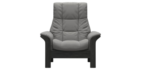 Paloma Leather Silver Grey and Grey Base | Stressless Windsor High Back Chair | Valley Ridge Furniture