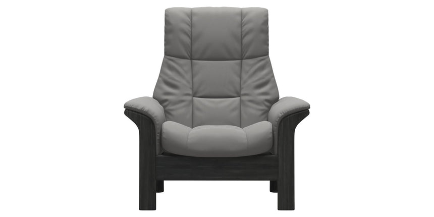 Paloma Leather Silver Grey and Grey Base | Stressless Windsor High Back Chair | Valley Ridge Furniture