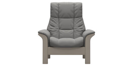 Paloma Leather Silver Grey and Whitewash Base | Stressless Windsor High Back Chair | Valley Ridge Furniture