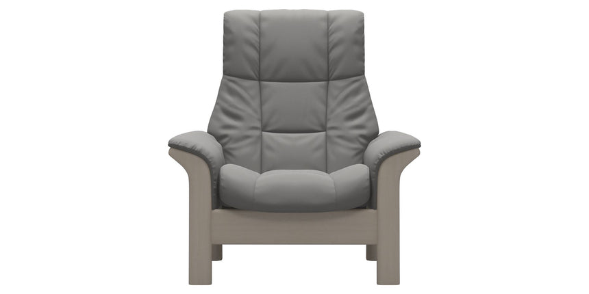 Paloma Leather Silver Grey and Whitewash Base | Stressless Windsor High Back Chair | Valley Ridge Furniture