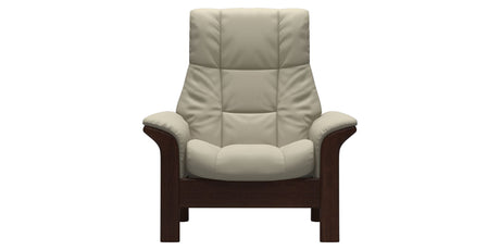 Paloma Leather Light Grey and Brown Base | Stressless Windsor High Back Chair | Valley Ridge Furniture