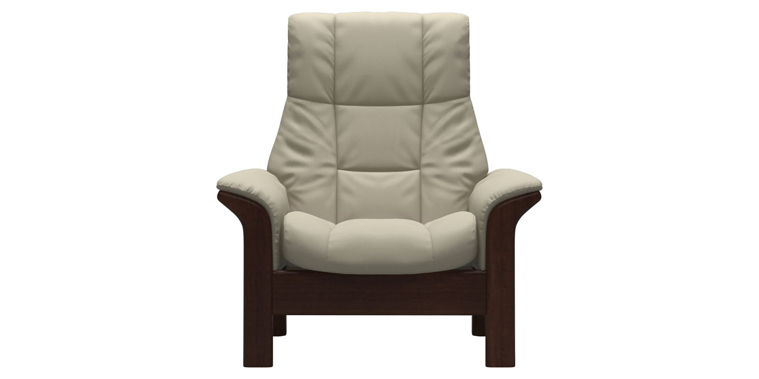Paloma Leather Light Grey & Brown Base | Stressless Windsor High Back Chair | Valley Ridge Furniture