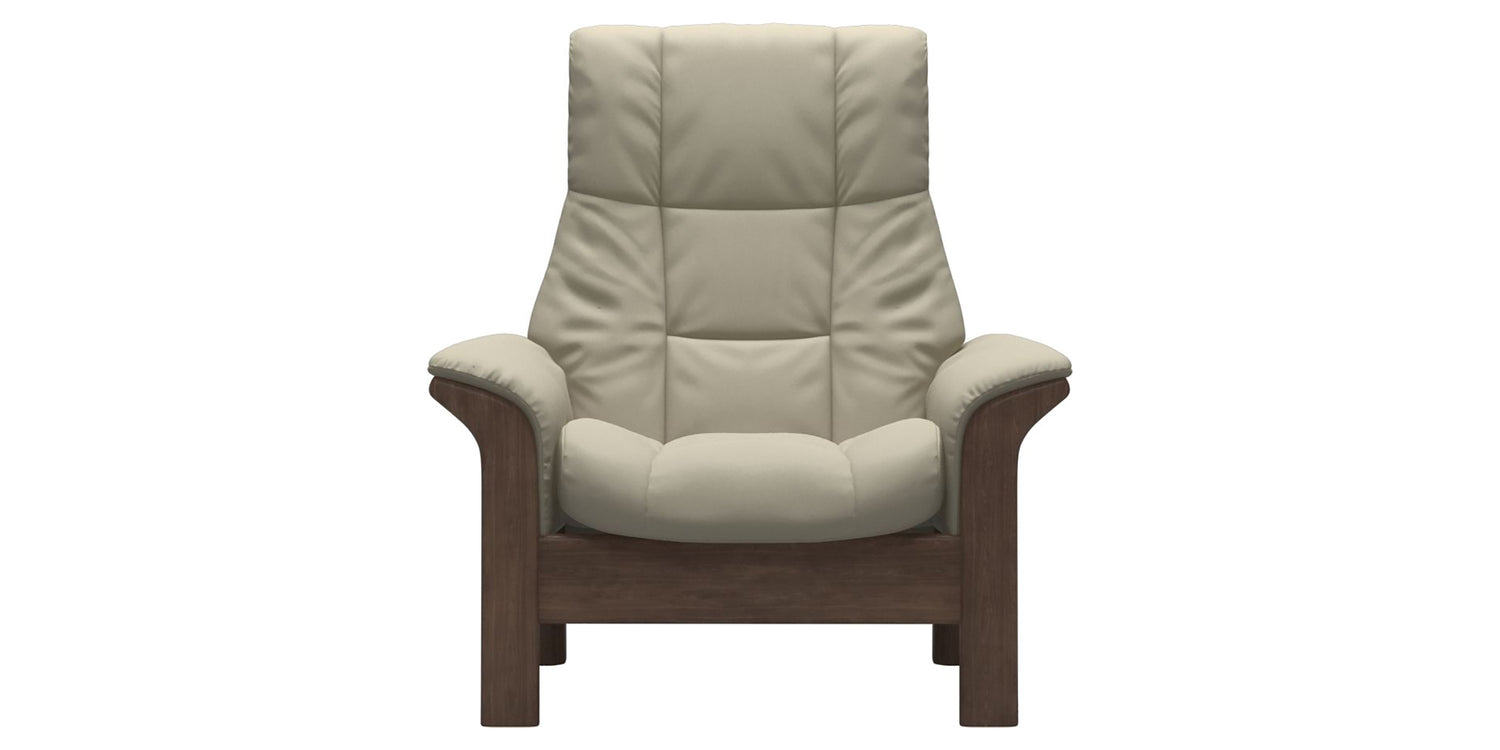 Paloma Leather Light Grey & Walnut Base | Stressless Windsor High Back Chair | Valley Ridge Furniture