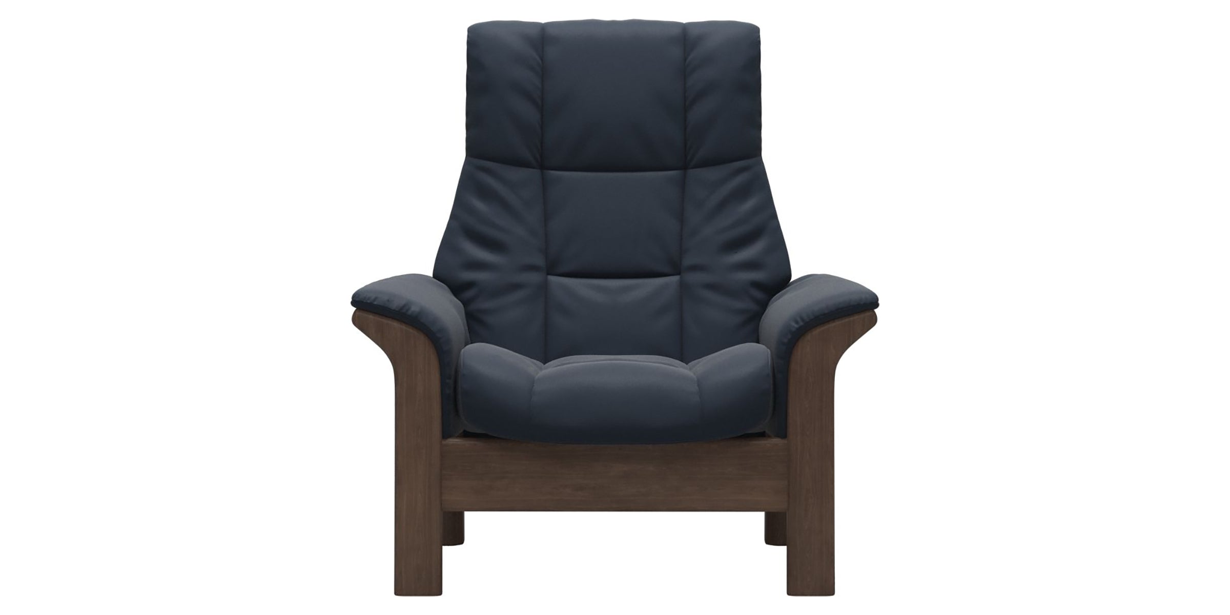 Paloma Leather Oxford Blue and Walnut Base | Stressless Windsor High Back Chair | Valley Ridge Furniture