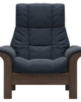 Paloma Leather Oxford Blue and Walnut Base | Stressless Windsor High Back Chair | Valley Ridge Furniture