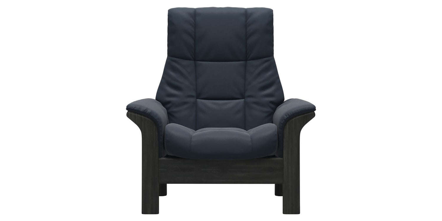 Paloma Leather Oxford Blue & Grey Base | Stressless Windsor High Back Chair | Valley Ridge Furniture