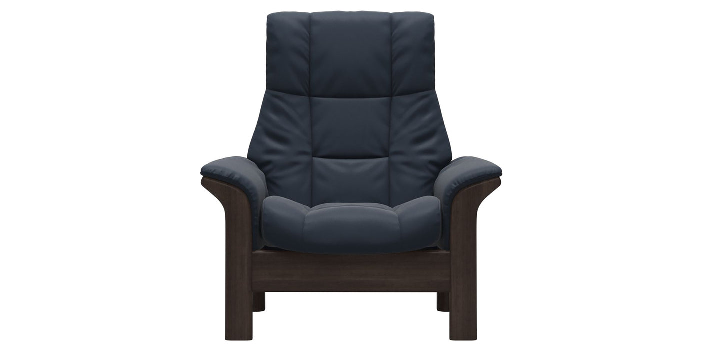 Paloma Leather Oxford Blue and Wenge Base | Stressless Windsor High Back Chair | Valley Ridge Furniture