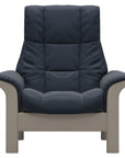 Paloma Leather Oxford Blue and Whitewash Base | Stressless Windsor High Back Chair | Valley Ridge Furniture