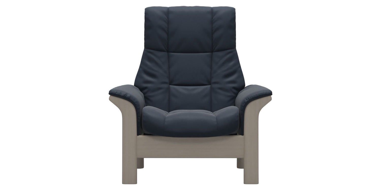 Paloma Leather Oxford Blue & Whitewash Base | Stressless Windsor High Back Chair | Valley Ridge Furniture