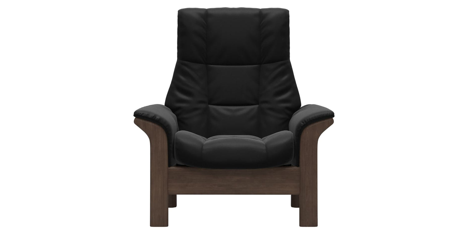 Paloma Leather Black & Walnut Base | Stressless Windsor High Back Chair | Valley Ridge Furniture
