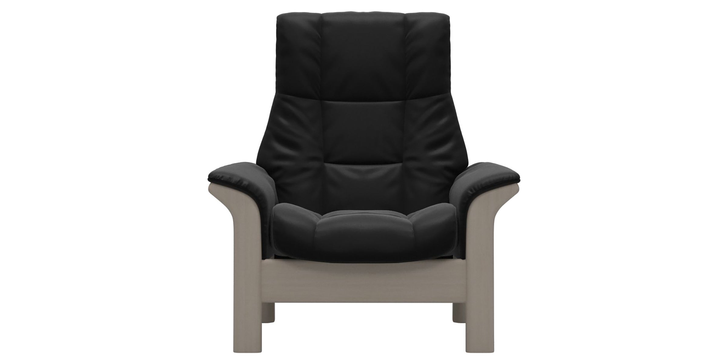 Paloma Leather Black and Whitewash Base | Stressless Windsor High Back Chair | Valley Ridge Furniture