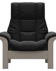 Paloma Leather Black and Whitewash Base | Stressless Windsor High Back Chair | Valley Ridge Furniture