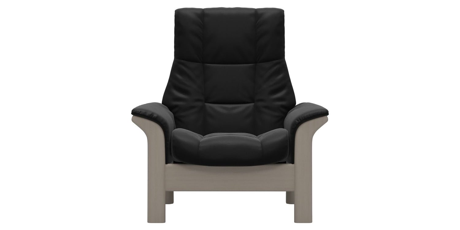 Paloma Leather Black & Whitewash Base | Stressless Windsor High Back Chair | Valley Ridge Furniture