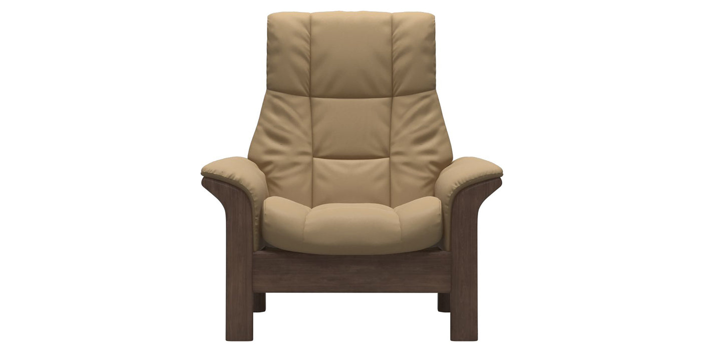 Paloma Leather Sand and Walnut Base | Stressless Windsor High Back Chair | Valley Ridge Furniture