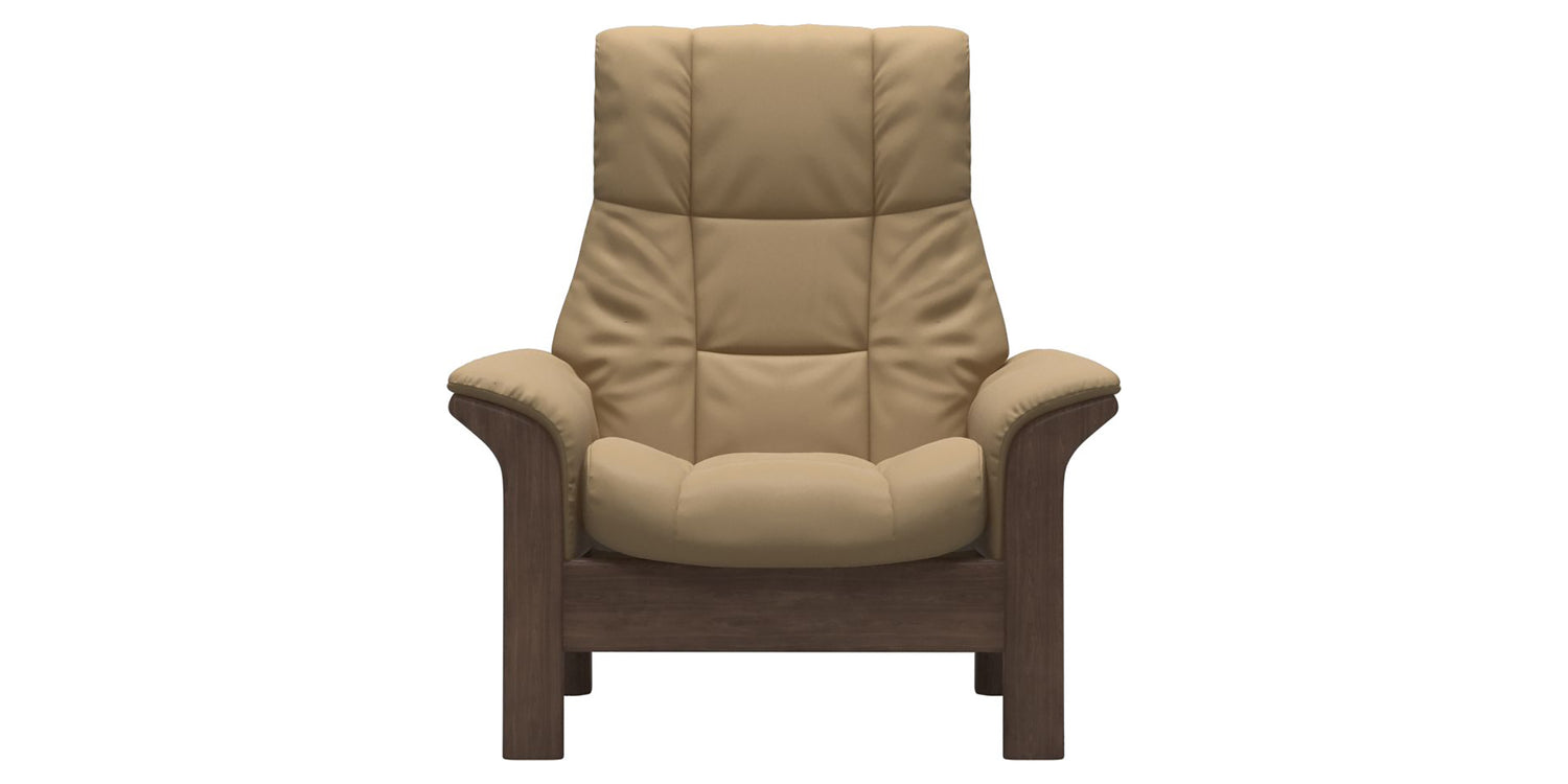 Paloma Leather Sand & Walnut Base | Stressless Windsor High Back Chair | Valley Ridge Furniture