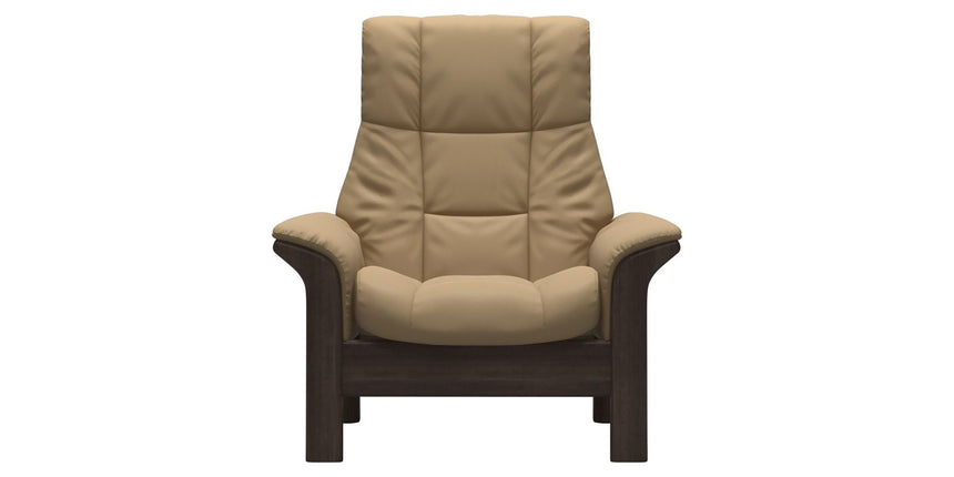 Paloma Leather Sand and Wenge Base | Stressless Windsor High Back Chair | Valley Ridge Furniture