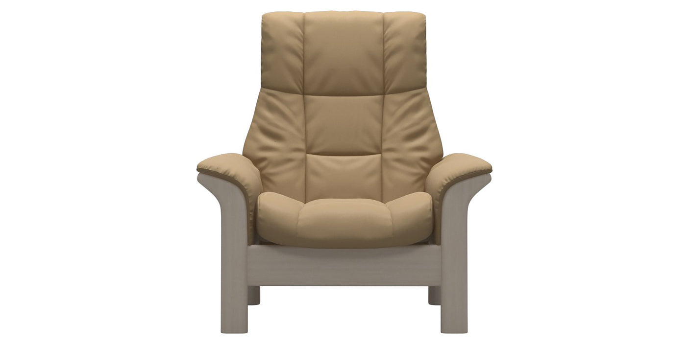Paloma Leather Sand and Whitewash Base | Stressless Windsor High Back Chair | Valley Ridge Furniture