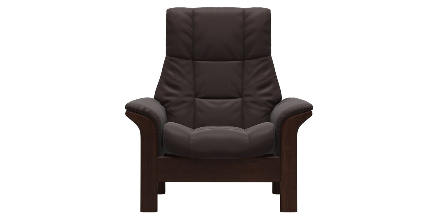 Paloma Leather Chocolate & Brown Base | Stressless Windsor High Back Chair | Valley Ridge Furniture