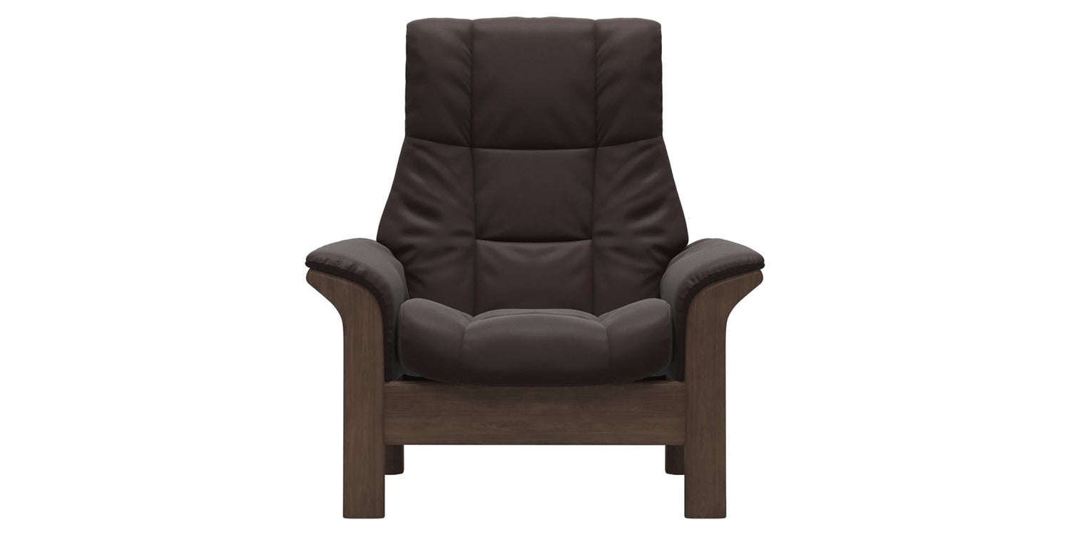 Paloma Leather Chocolate & Walnut Base | Stressless Windsor High Back Chair | Valley Ridge Furniture
