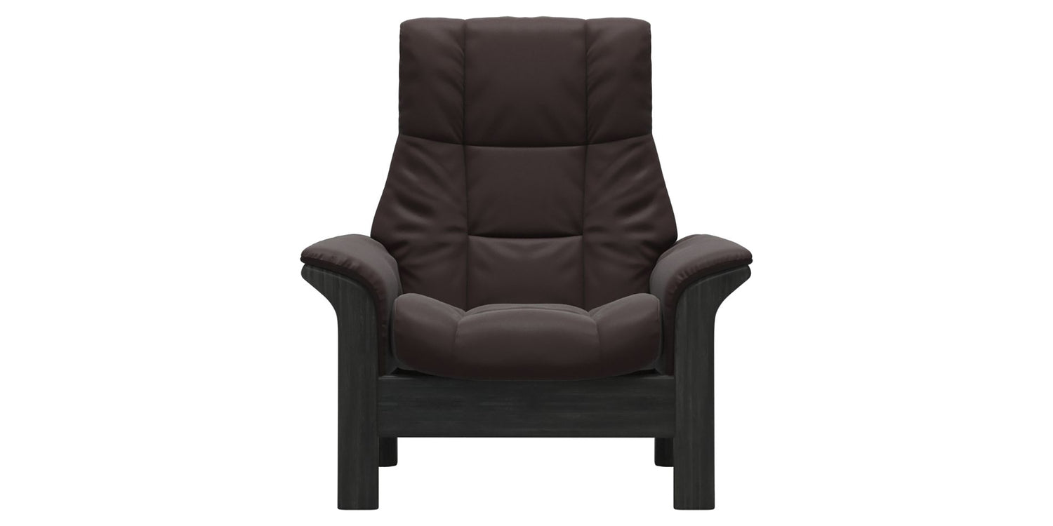 Paloma Leather Chocolate & Grey Base | Stressless Windsor High Back Chair | Valley Ridge Furniture