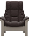 Paloma Leather Chocolate and Whitewash Base | Stressless Windsor High Back Chair | Valley Ridge Furniture