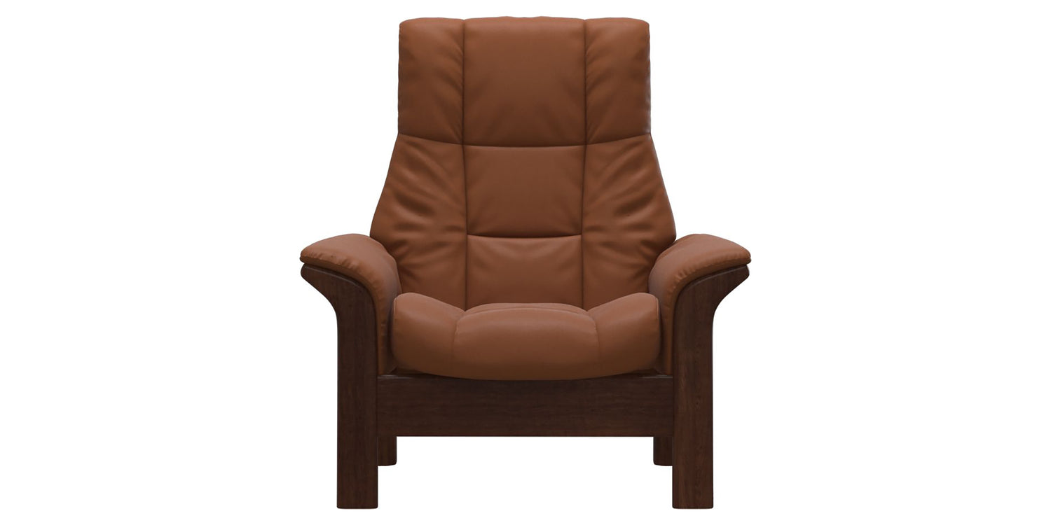 Paloma Leather New Cognac & Brown Base | Stressless Windsor High Back Chair | Valley Ridge Furniture