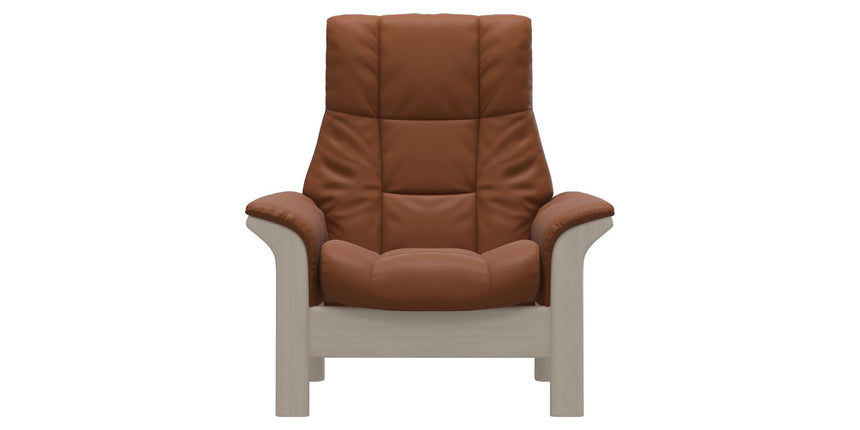 Paloma Leather New Cognac and Whitewash Base | Stressless Windsor High Back Chair | Valley Ridge Furniture