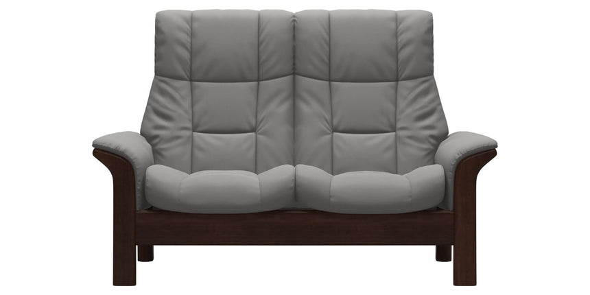 Paloma Leather Silver Grey and Brown Base | Stressless Windsor 2-Seater High Back Sofa | Valley Ridge Furniture