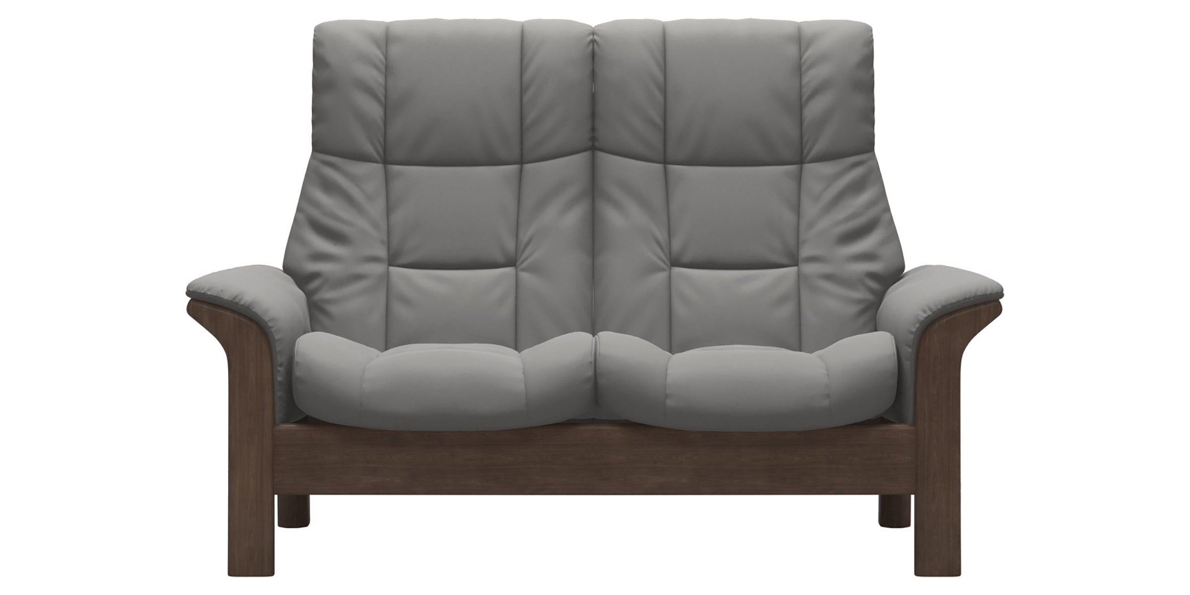 Paloma Leather Silver Grey and Walnut Base | Stressless Windsor 2-Seater High Back Sofa | Valley Ridge Furniture