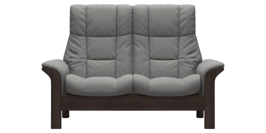 Paloma Leather Silver Grey and Wenge Base | Stressless Windsor 2-Seater High Back Sofa | Valley Ridge Furniture