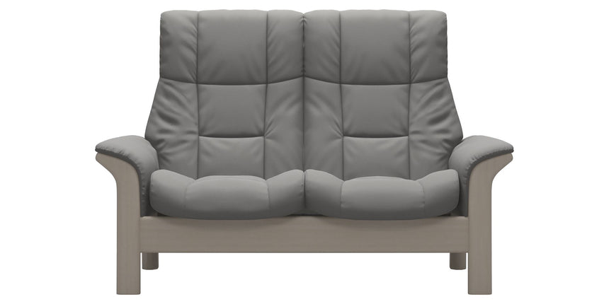 Paloma Leather Silver Grey and Whitewash Base | Stressless Windsor 2-Seater High Back Sofa | Valley Ridge Furniture