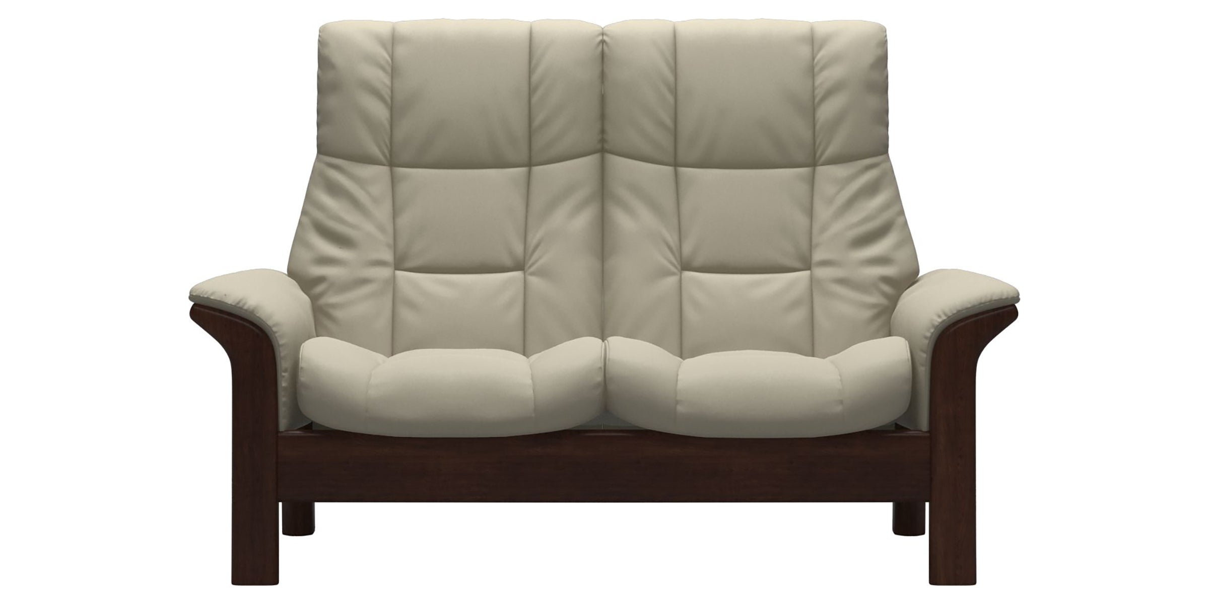 Paloma Leather Light Grey and Brown Base | Stressless Windsor 2-Seater High Back Sofa | Valley Ridge Furniture