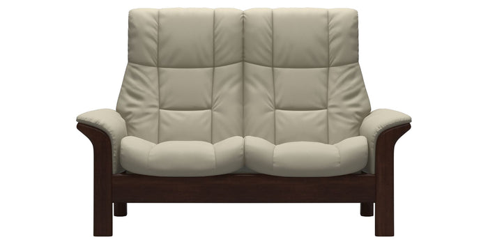 Paloma Leather Light Grey & Brown Base | Stressless Windsor 2-Seater High Back Sofa | Valley Ridge Furniture