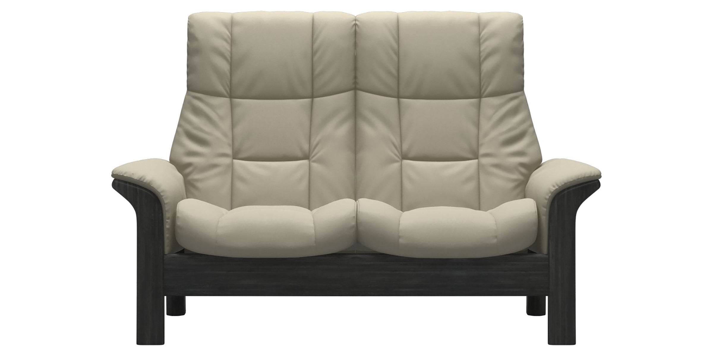 Paloma Leather Light Grey and Grey Base | Stressless Windsor 2-Seater High Back Sofa | Valley Ridge Furniture