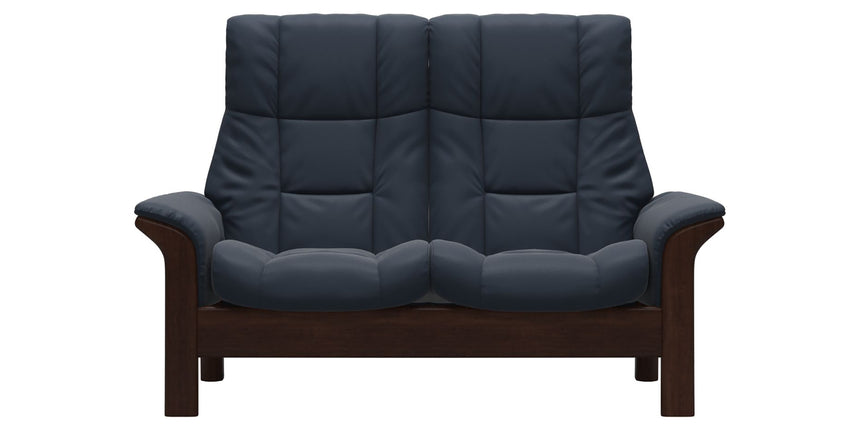 Paloma Leather Oxford Blue and Brown Base | Stressless Windsor 2-Seater High Back Sofa | Valley Ridge Furniture