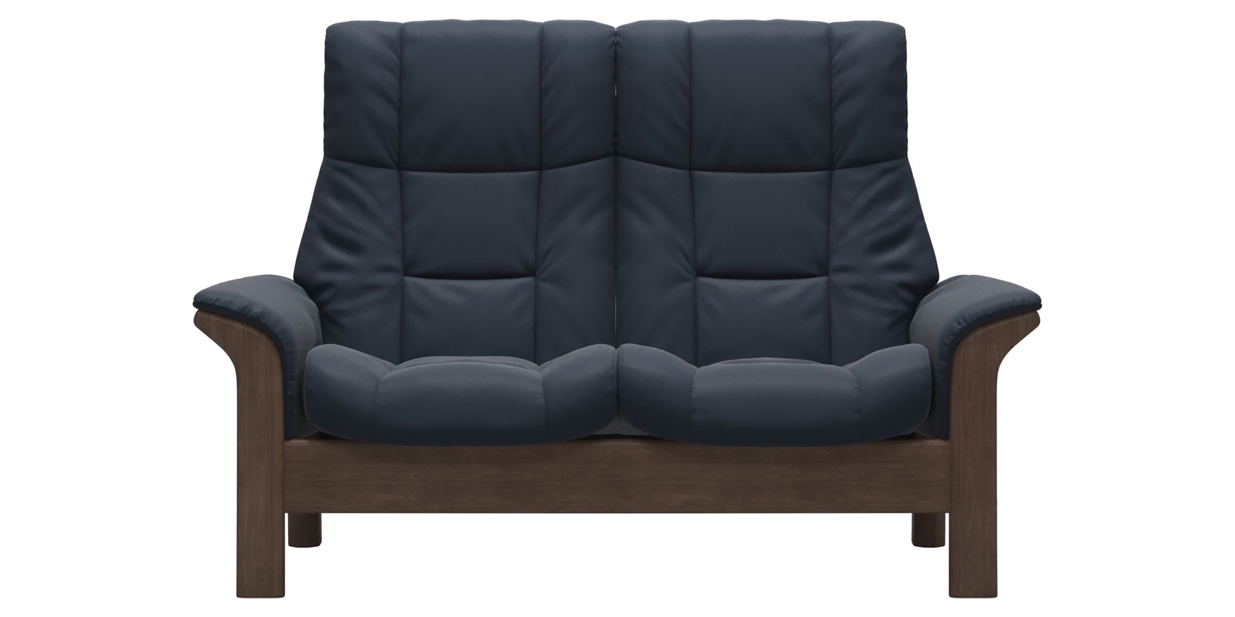 Paloma Leather Oxford Blue and Walnut Base | Stressless Windsor 2-Seater High Back Sofa | Valley Ridge Furniture