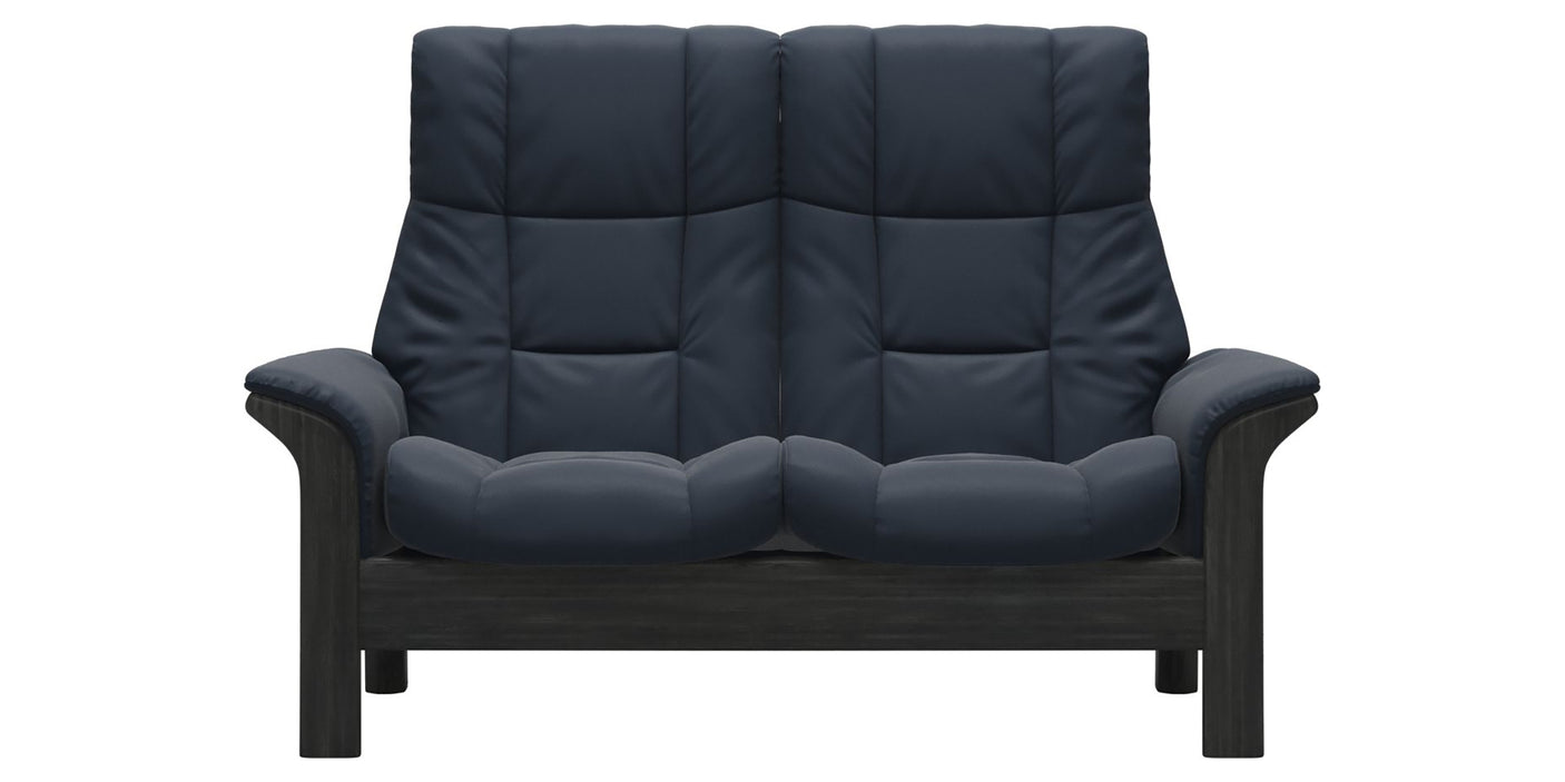 Paloma Leather Oxford Blue and Grey Base | Stressless Windsor 2-Seater High Back Sofa | Valley Ridge Furniture